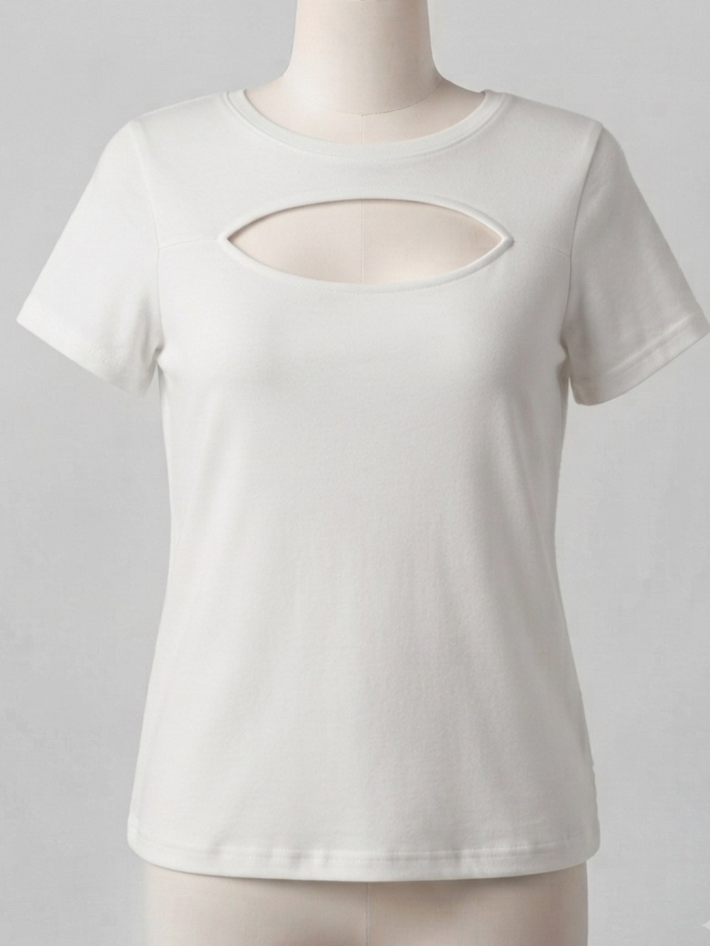 White Short Sleeve Chest Cutout Top Women’s Size Large